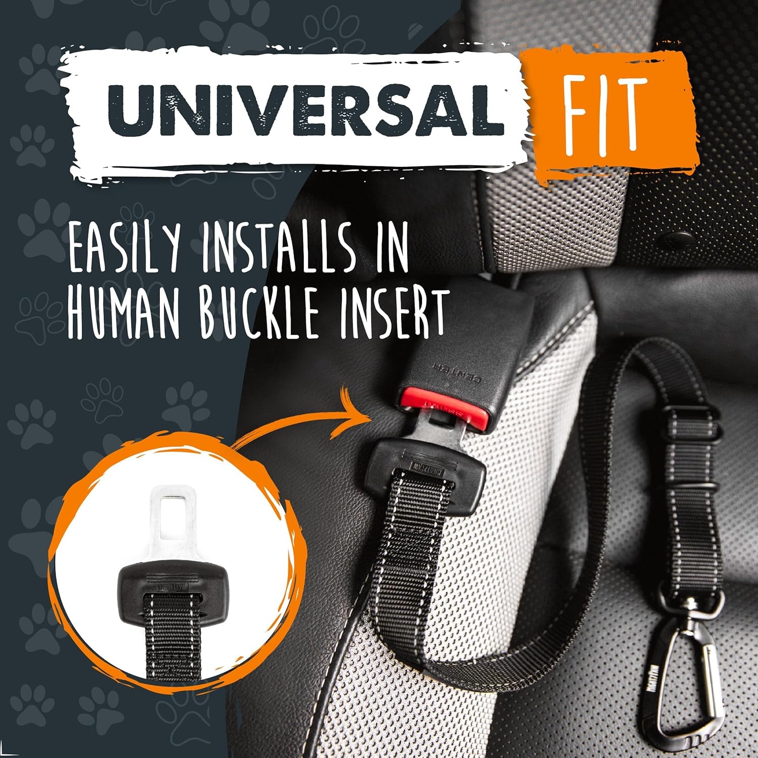 Dog Car Seat Belt | Universal Pet Safety Belt, Created with Human Seatbelt Material. All-Metal Hardware with Adjustable Length Strap. Exceeds Safety Standards. Keep Your Dog Secure (Black)