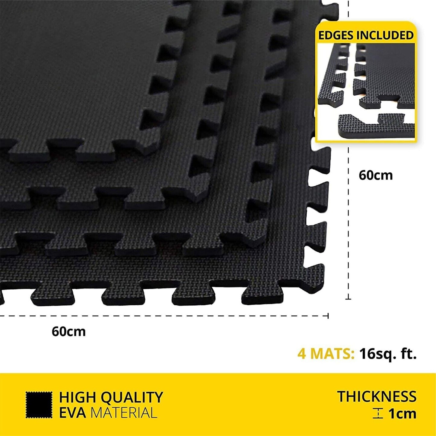INTERLOCKING EVA SOFT FOAM EXERCISE FLOOR MATS GARAGE OFFICE KIDS PLAY