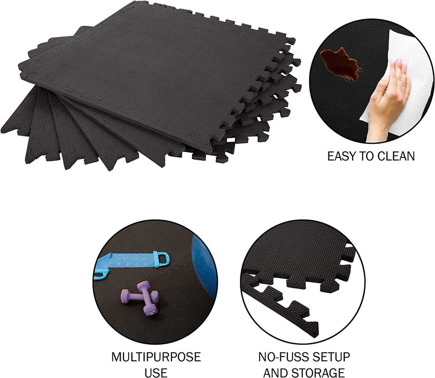 INTERLOCKING EVA SOFT FOAM EXERCISE FLOOR MATS GARAGE OFFICE KIDS PLAY